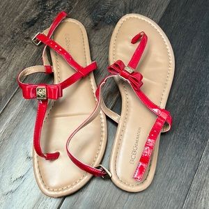 BCBG red bow sandals size 7.